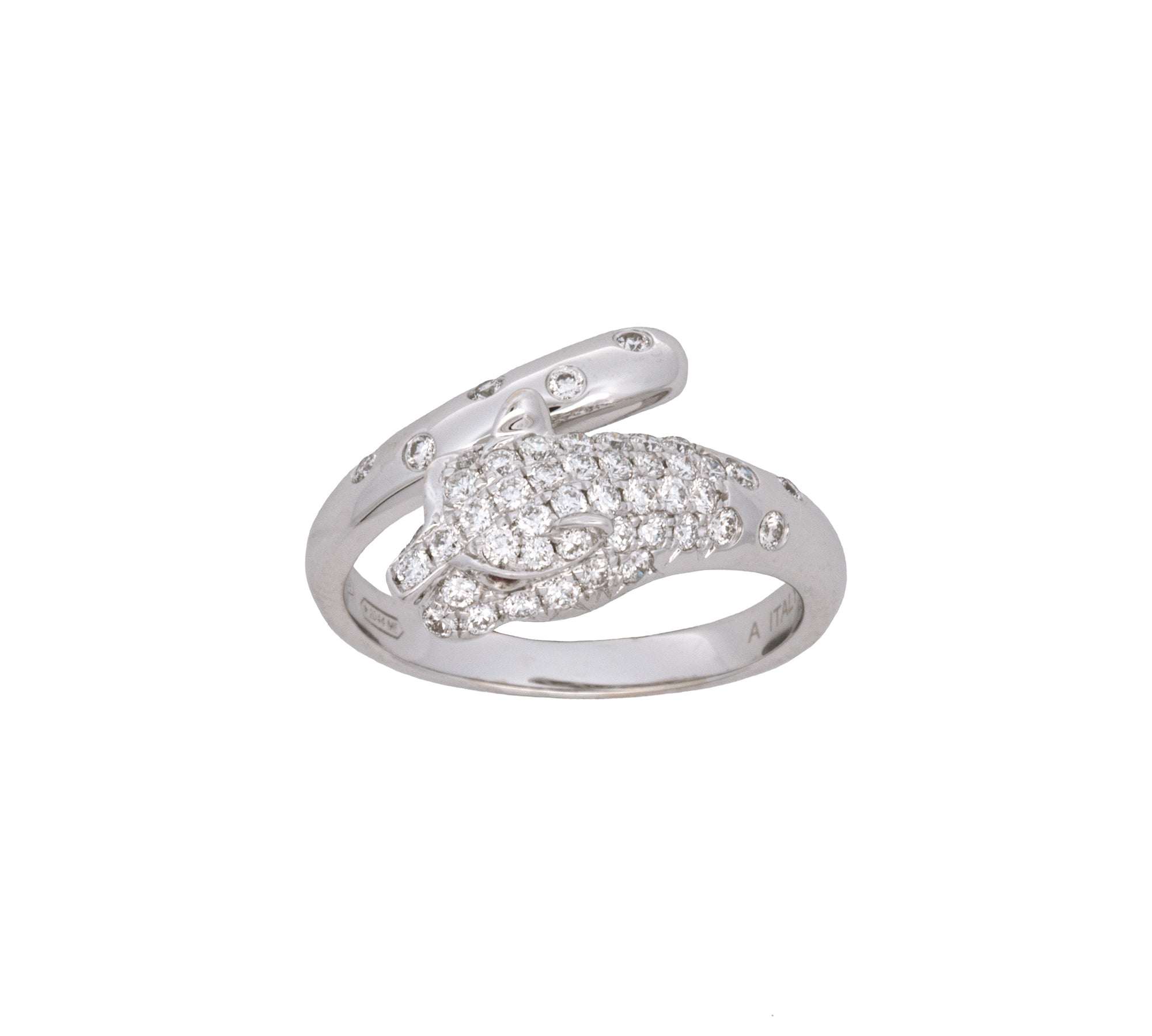 18K White Gold Panther Diamond And Ruby Ring