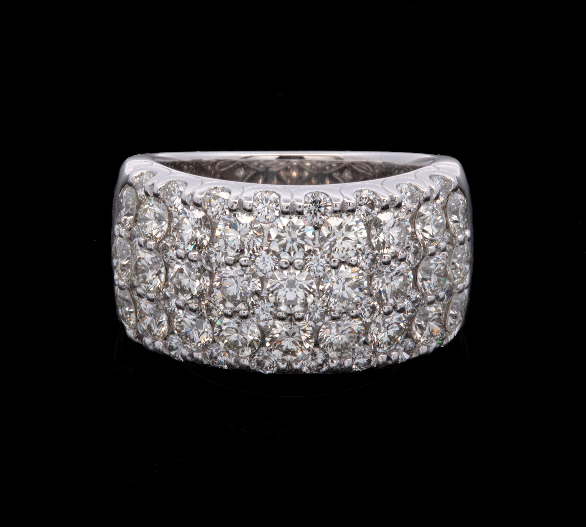 Platinum Wide Multi Row Diamond Band