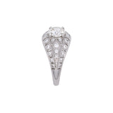 Platinum Old Mine Cut Diamond Ring With Milgrain