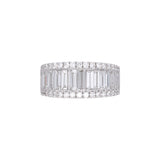 18K White Gold Round And Baguette Diamond Ring