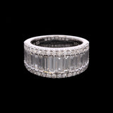 18K White Gold Round And Baguette Diamond Ring