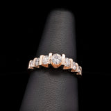 14K Yellow Gold Bar Set Five Stone Diamond Ring