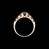 14K Yellow Gold Bar Set Five Stone Diamond Ring