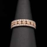18K Yellow Gold Diamond Wide Band With Milgrain Edge