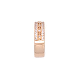 18K Yellow Gold Diamond Wide Band With Milgrain Edge
