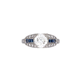Platinum Diamond And French Cut Sapphire Ring