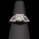 Platinum Diamond And French Cut Sapphire Ring
