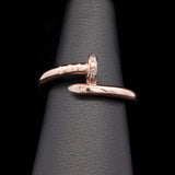 14K Rose Gold Nail Head Ring With Diamond Accents