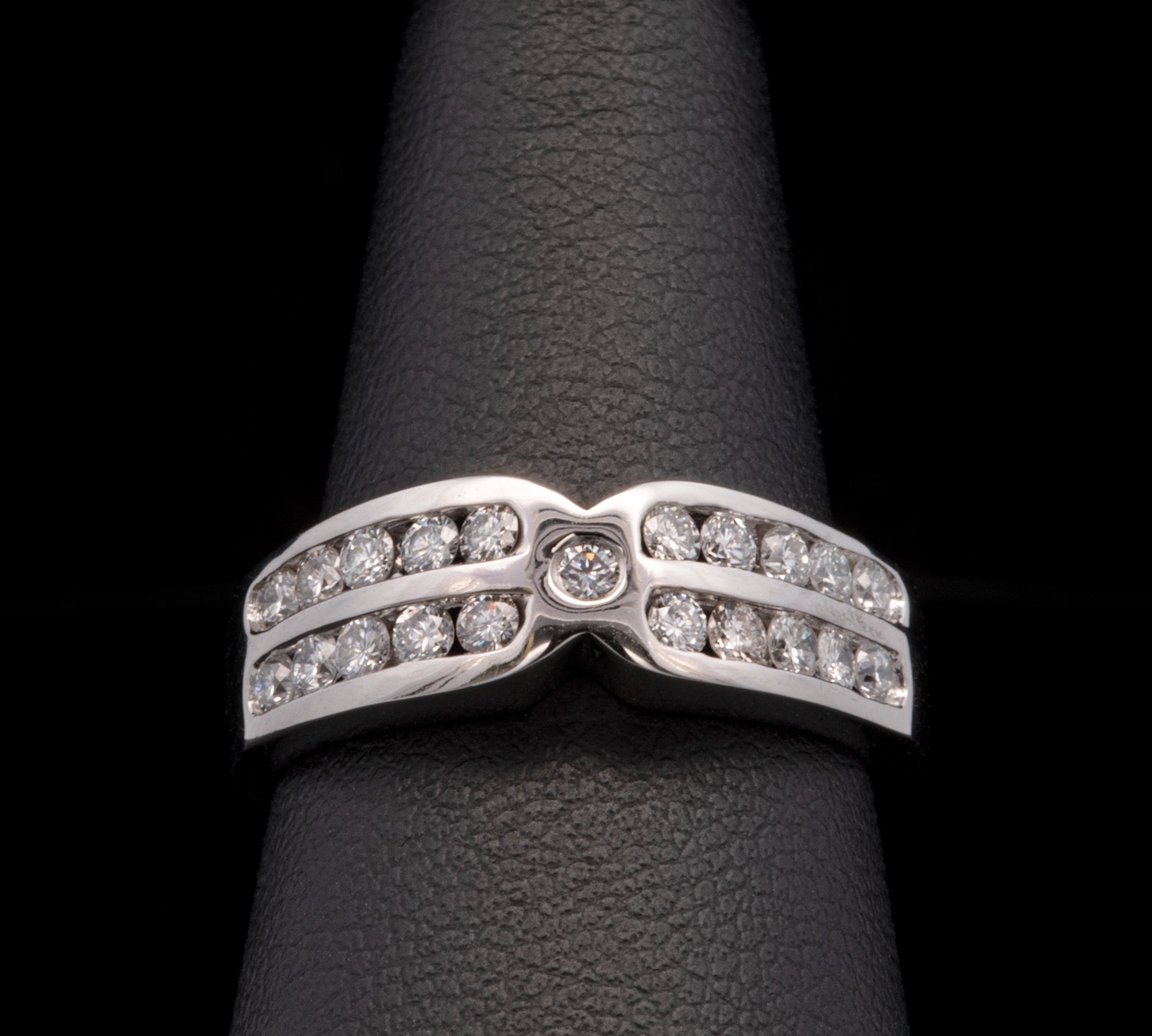 Platinum Channel Set Diamond Double Row Band