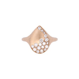 14K Yellow Gold Diamond Tear Drop Ring.