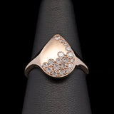 14K Yellow Gold Diamond Tear Drop Ring.