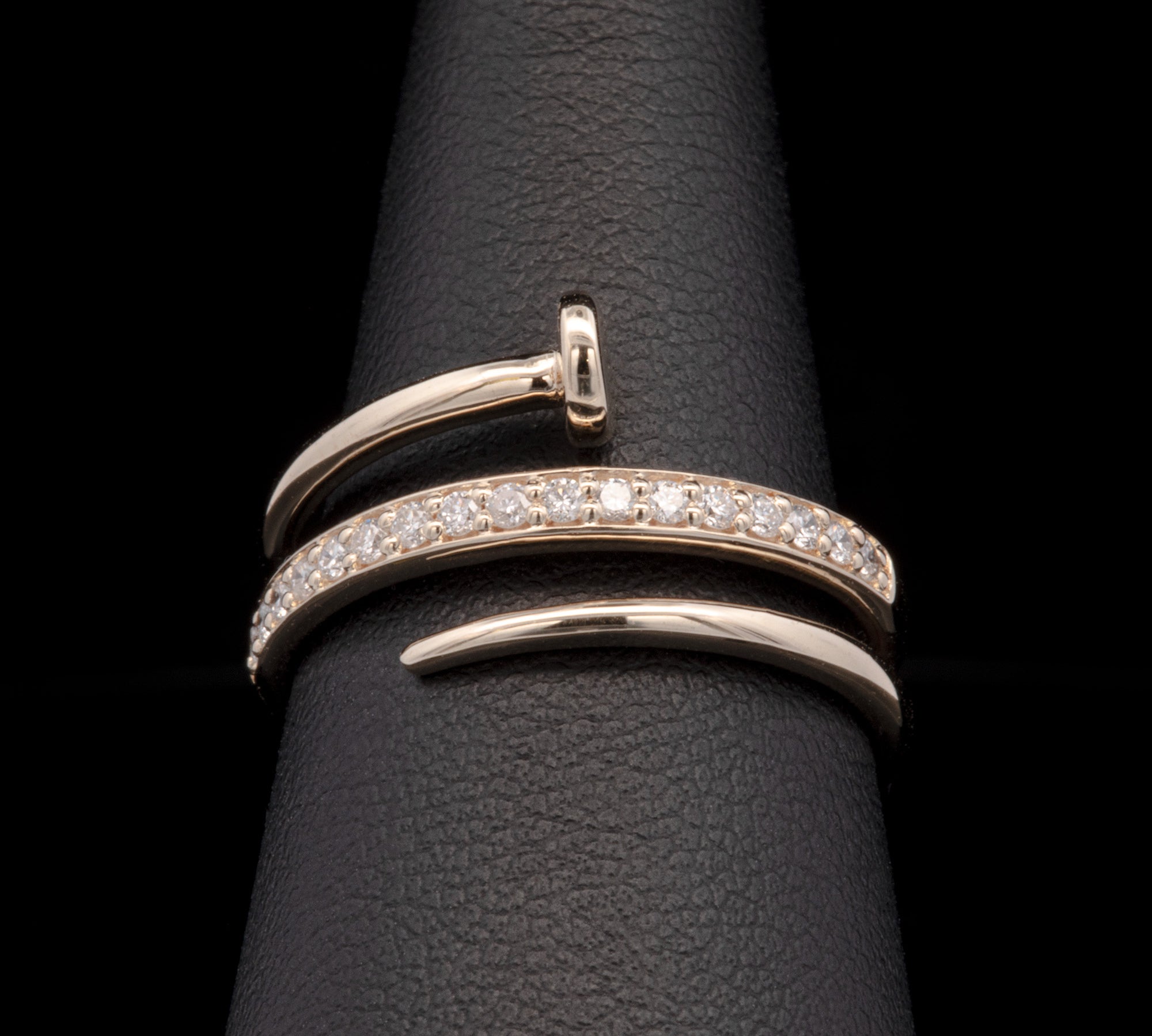14K Yellow Gold Diamond Nailhead Ring