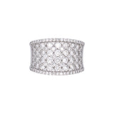 14K White Gold Wide Pave Multi Row Diamond Band