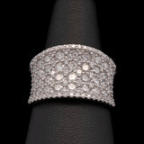 14K White Gold Wide Pave Multi Row Diamond Band