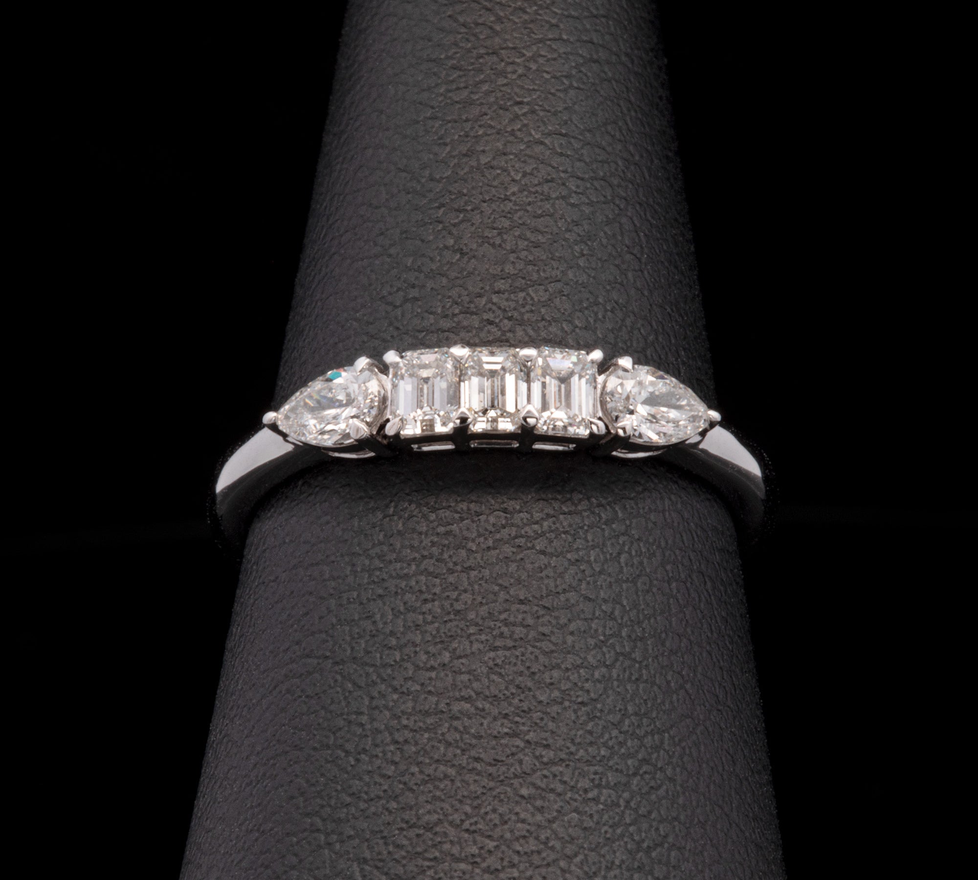 14K White Gold Five Stone Diamond Ring