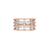 14K Yellow Gold Wide Space Four Row Diamond Ring