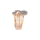 14K Yellow Gold Triple Circle Diamond Cluster Ring