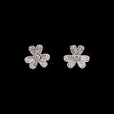 14K White Gold Diamond Flower Stud Earrings