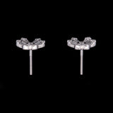 14K White Gold Diamond Flower Stud Earrings