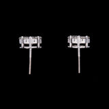 14K White Gold Diamond Cluster Stud Earrings With Screw Backs