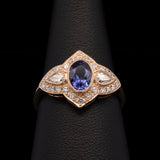 18K Yellow Gold Oval Tanzanite Ring With Diamond Accents