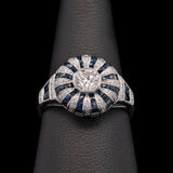 18K White Gold Diamond And Sapphire Ring