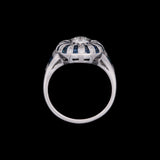 18K White Gold Diamond And Sapphire Ring