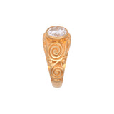 14K Yellow Gold Carved Diamond Solitaire Ring