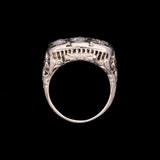 14K White Gold Art Deco Three Stone Diamond Ring