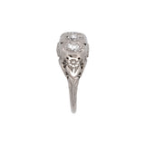 14K White Gold Art Deco Three Stone Diamond Ring