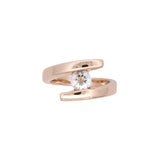 14K Yellow Gold Cross Over Diamond Ring