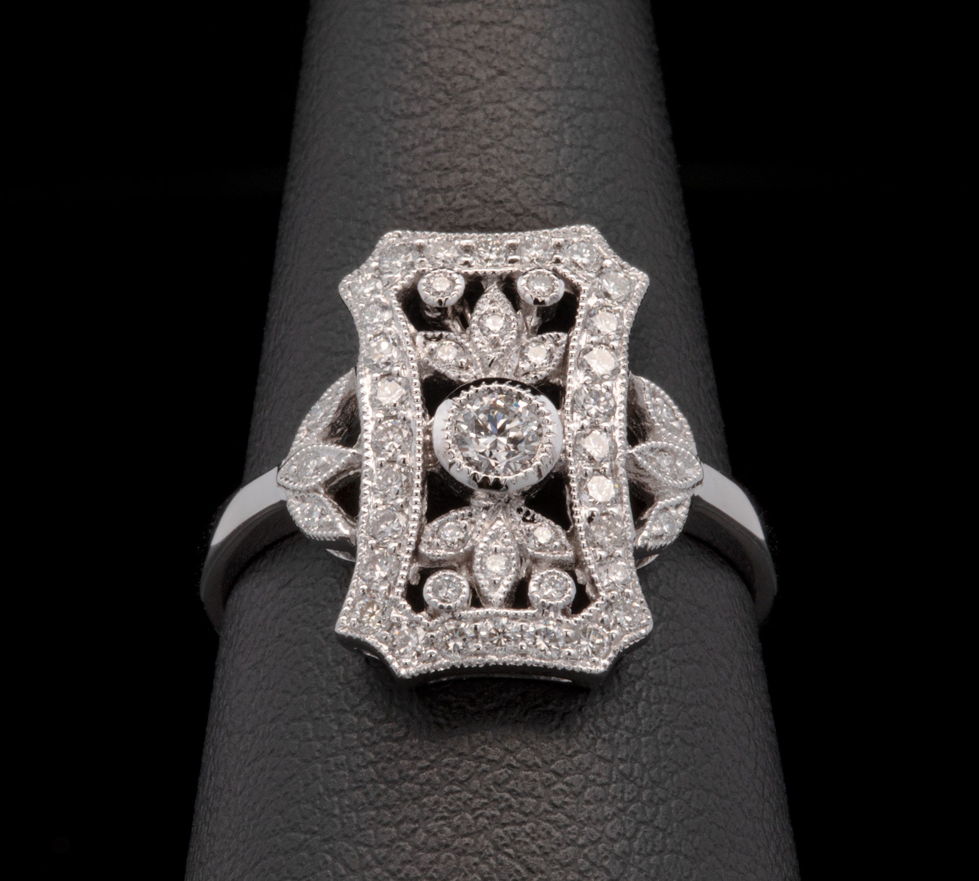 18K White Gold Diamond shield Ring