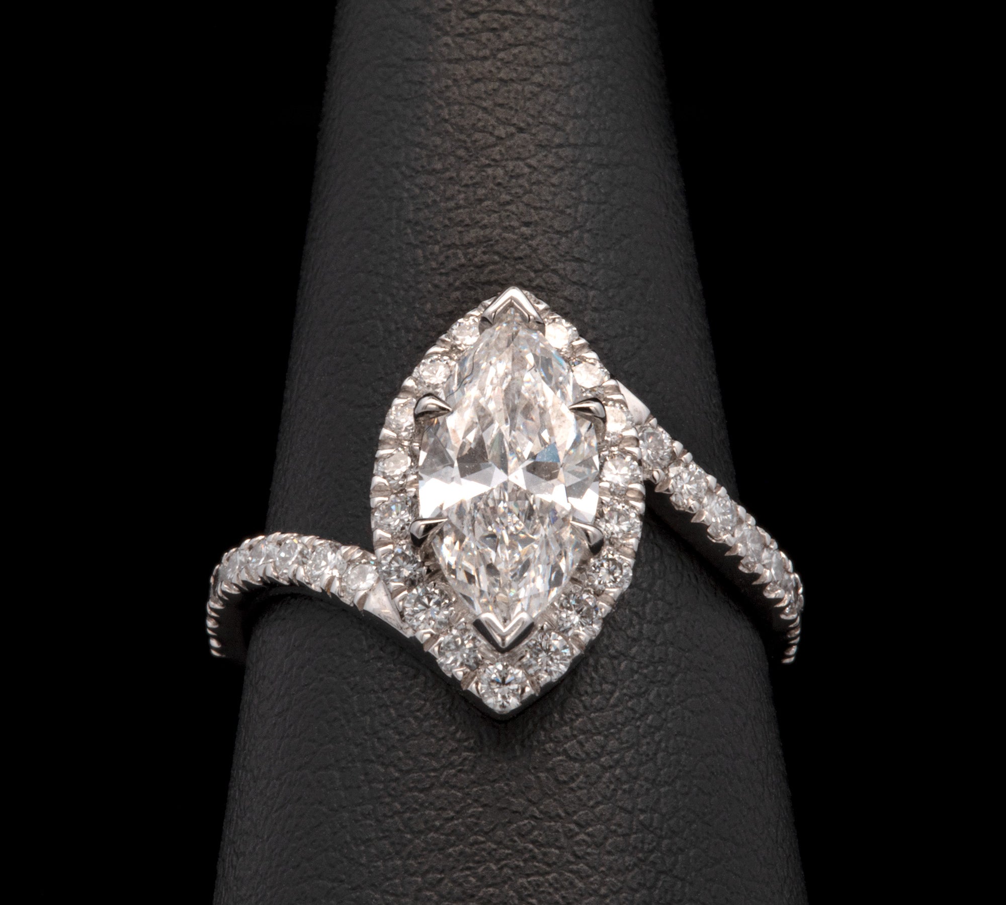 Platinum Marquise Cut Diamond Halo Ring