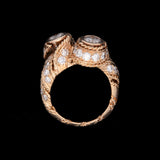 18K Yellow Gold Diamond Twist Rope Bypass Ring