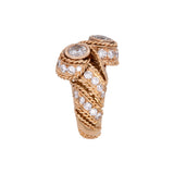 18K Yellow Gold Diamond Twist Rope Bypass Ring