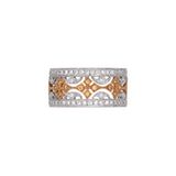 18K Yellow And White Gold Wide Filigree Eternity Band With Yellow And White Diamonds