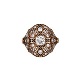 18K Yellow Gold Old European Cut Diamond Bombe Ring