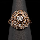 18K Yellow Gold Old European Cut Diamond Bombe Ring
