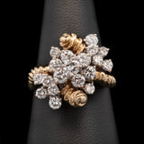 14K Yellow Gold Diamond Twisted Scroll Ring