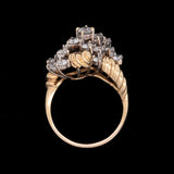 14K Yellow Gold Diamond Twisted Scroll Ring
