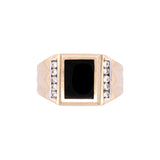14K Yellow Gold Onyx And Diamond Men's Ring