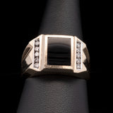 14K Yellow Gold Onyx And Diamond Men's Ring