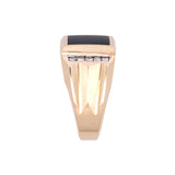 14K Yellow Gold Onyx And Diamond Men's Ring