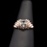14K Yellow Gold Trapezoid And Round Diamond Step Ring