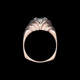 14K Yellow Gold Trapezoid And Round Diamond Step Ring