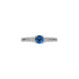 18K White Gold Sapphire And Diamond Split Shank Ring