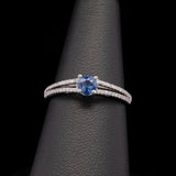 18K White Gold Sapphire And Diamond Split Shank Ring