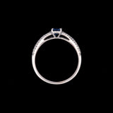 18K White Gold Sapphire And Diamond Split Shank Ring