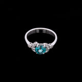 18K White Gold Blue Zircon And Diamond Ring