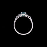 18K White Gold Blue Zircon And Diamond Ring